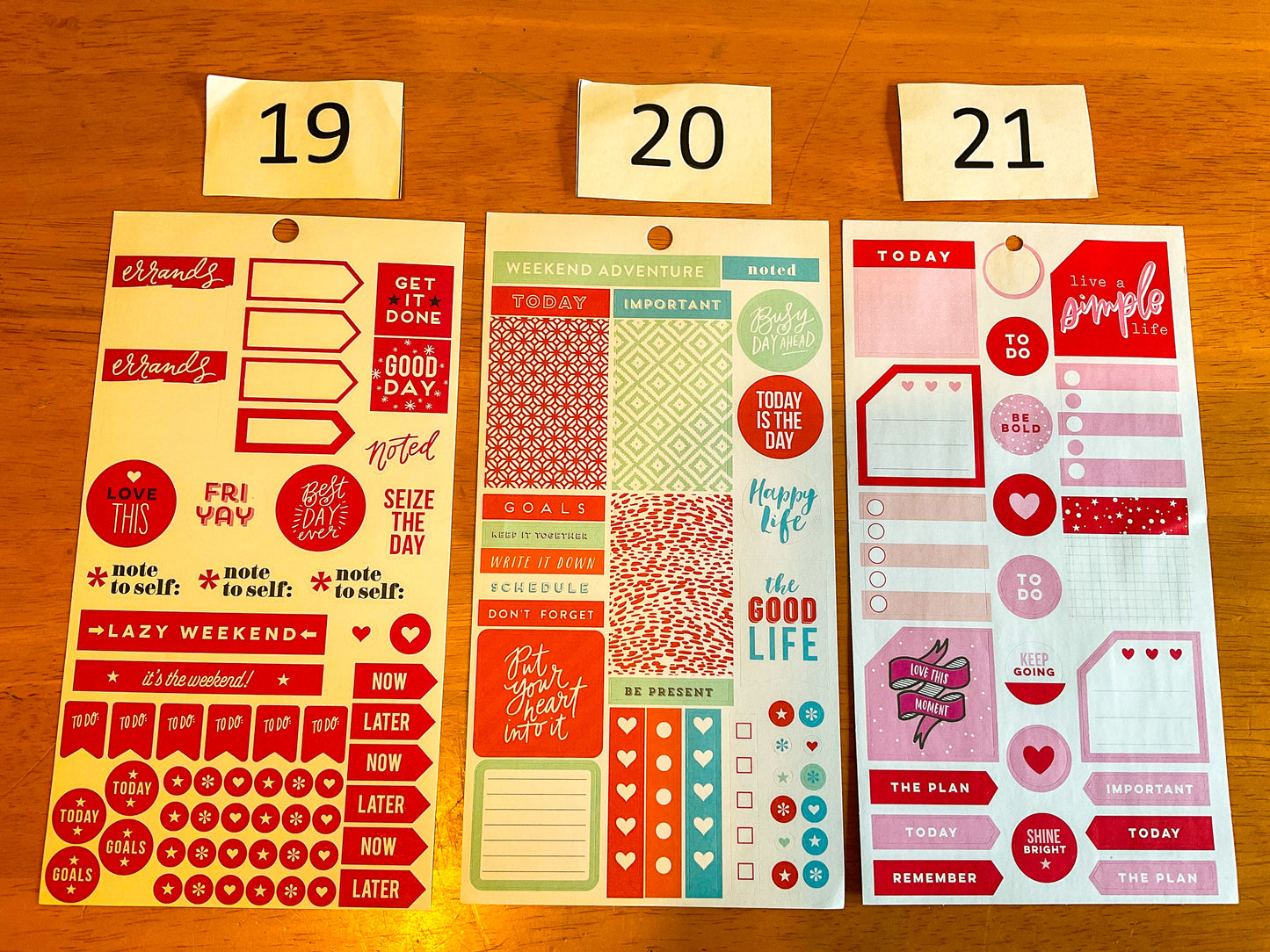 Color Coordinated Sticker Sheets