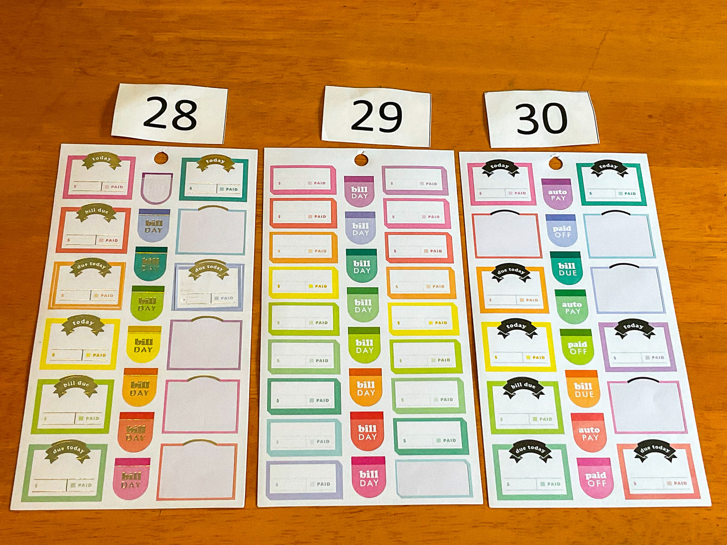 Budget Sticker Sheets