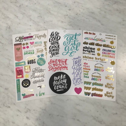 Clear Quotes Sticker Sheets